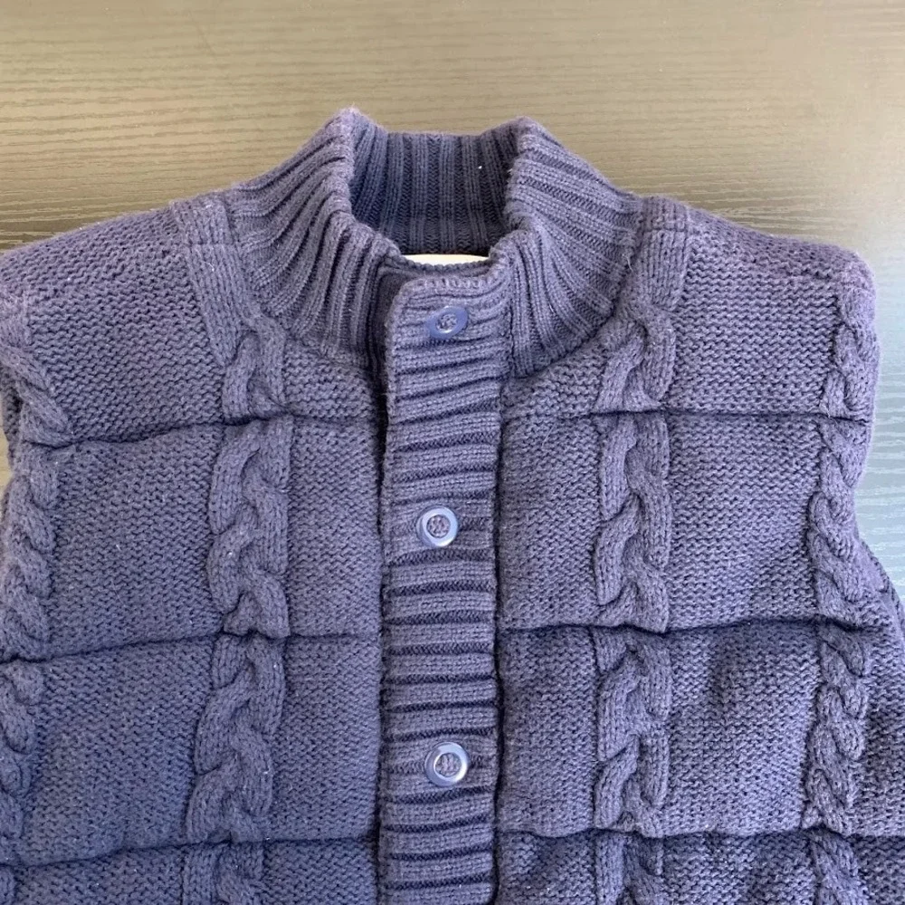 Janie and Jack Navy Blue Cable Knit Puffer Vest‎ Preppy Holiday Boys Youth 5-6